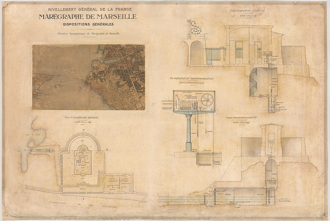 Schéma du marégraphe de Marseille